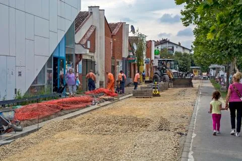 Work on the sidewalk Stock Photos