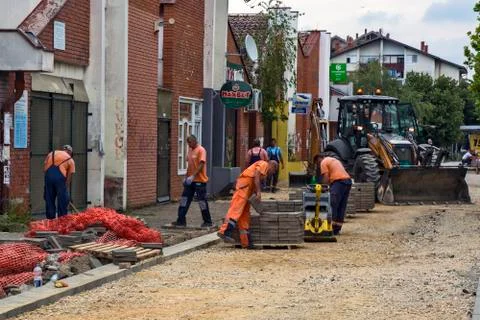 Work on the sidewalk Stock Photos