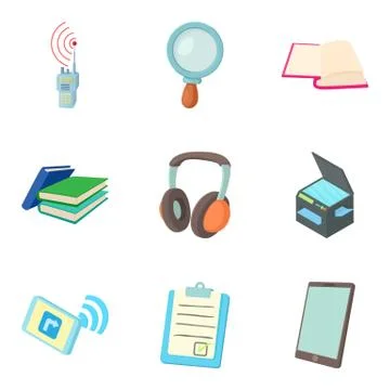 Work site icons set, cartoon style Stock Illustration