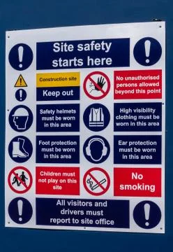 Work site safety reminder board Stock Photos