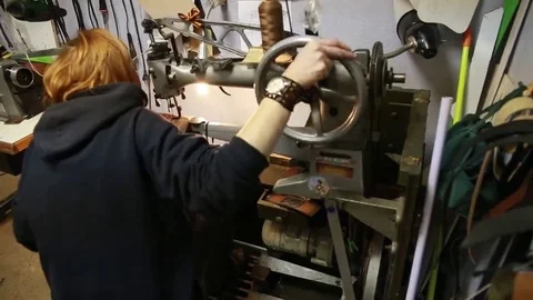 Work on skin, tailor, sewing, needle, purse Stock Footage 69088569