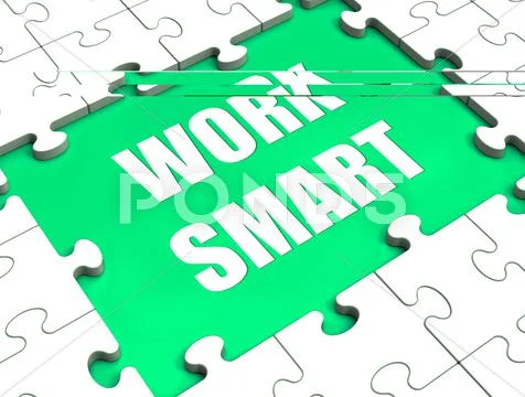 Work smart puzzle shows intelligent clever worker Stock Illustration