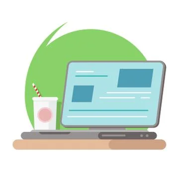 Work smart with technology on desktop business lifestyle in flat graphic design Stock Illustration