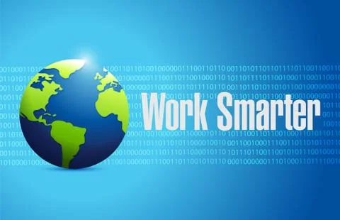 Work smarter binary globe sign concept Stockillustratie