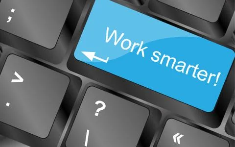Work smarter.  Computer keyboard keys. Inspirational motivational quote. Illustrazione stock