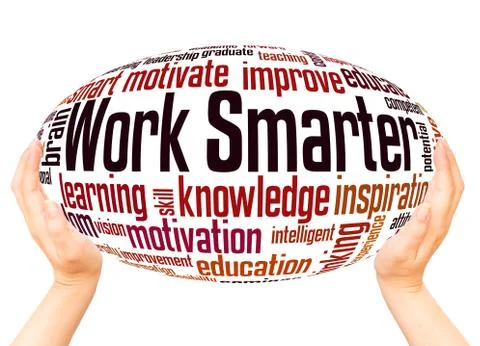 Work Smarter word cloud hand sphere concept Stock Photos