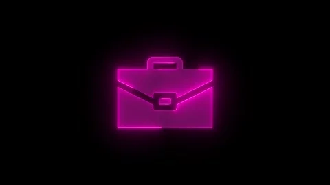Work solid stroke icon glowing neon animation Stock Footage 289525860
