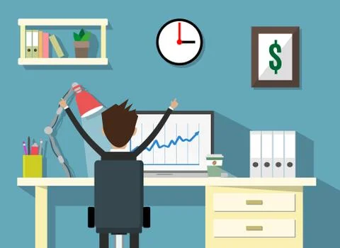 Work space with businessman Illustrazione stock