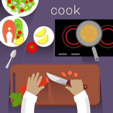 Work Space Cook Design Flat Concept Illustrazione stock