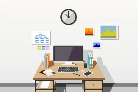 Work space flat design. Stock Illustration
