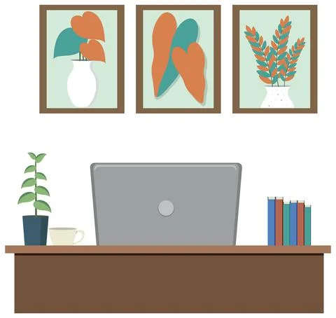 Work space home office flat design Stockillustratie