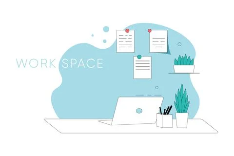 Work space. Online education concept. Stock Illustration