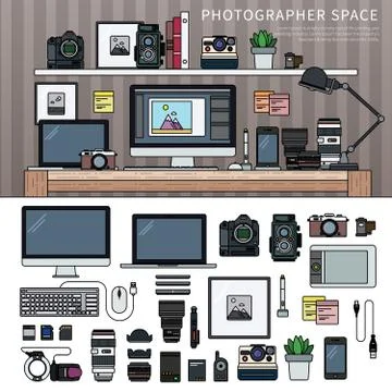Work space for photographer Stock Illustration