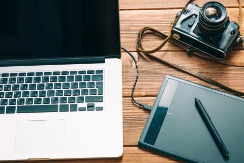 Work space for photographer Stock Photos