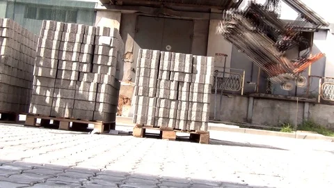 The work of a special machine for the automatic laying of several square meters  Stock Footage 113218601