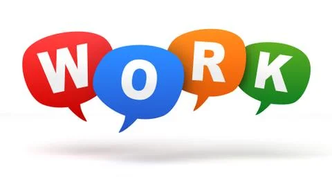 Work speech bubbles 3d concept illustration Stock Illustration