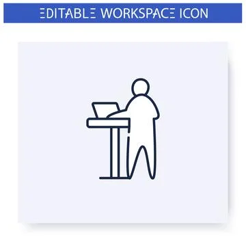 Work standing line icon. Editable illustration Stock Illustration