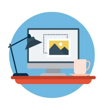 Work Station Vector Illustration Illustrazione stock