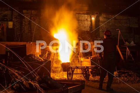 Work at a steel factory Stock Photos