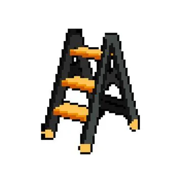 Work step ladder pixel art vector illustration Stock Illustration