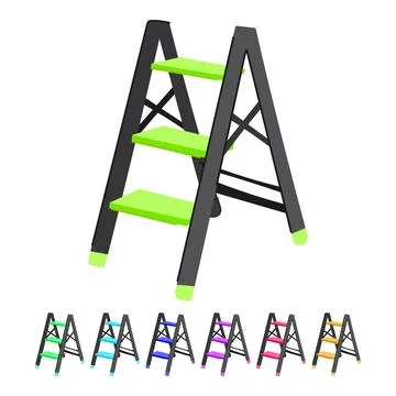 Work step ladder vector cartoon graphic Stock Illustration