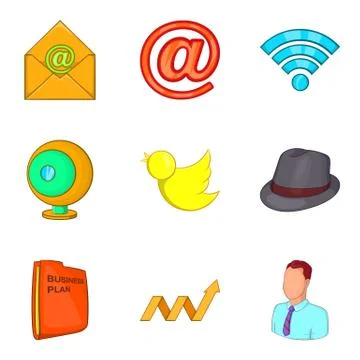 Work study icons set, cartoon style Stock Illustration