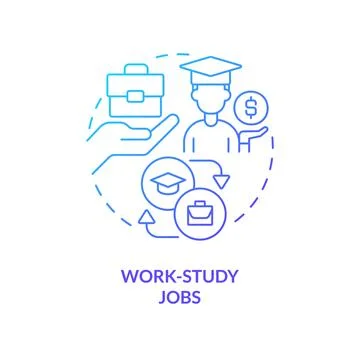 Work study jobs blue gradient concept icon Illustrazione stock