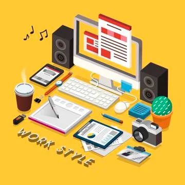 Work style concept 3d isometric infographic Stock Illustration