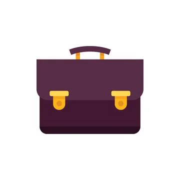 Work suitcase icon flat vector. Business bag Stock Illustration