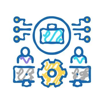 Work system icon doodle illustration 스톡 일러스트