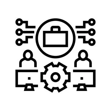 Work system line icon vector illustration Illustrazione stock