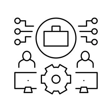 Work system line icon vector illustration Stock Illustration