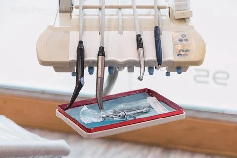 Work table with dental tools in a dentist's office.health and wellness concep Stock Photos