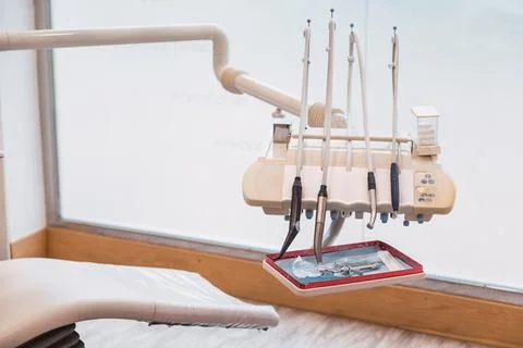 Work table with dental tools in a dentist's office.health and wellness concep Foto stock