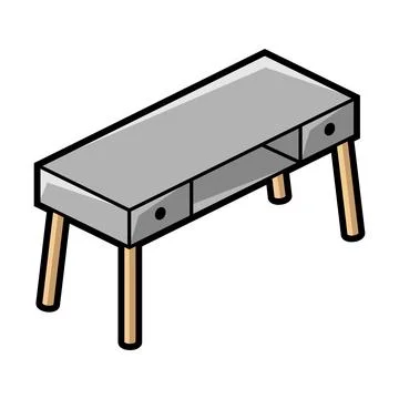 Work table icon in isometry style. Domestic and office furniture and equipment. Ilustração Stock
