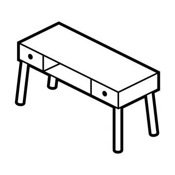 Work table icon in isometry style. Domestic and office furniture and equipment. Ilustração Stock