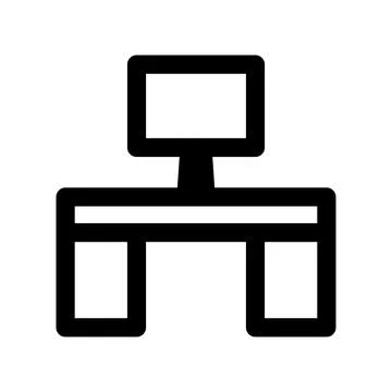 Work table icon line isolated on white background. Black flat thin icon on .. 스톡 일러스트