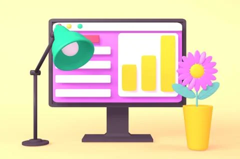 Work table with lamp and flower Illustrazione stock