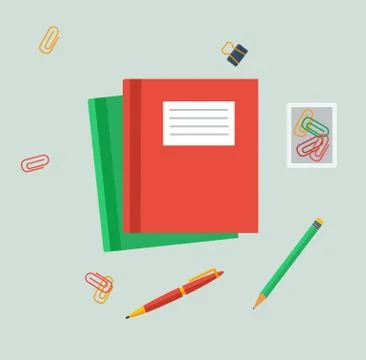 Work Table Tablet and Document Design Flat 스톡 일러스트