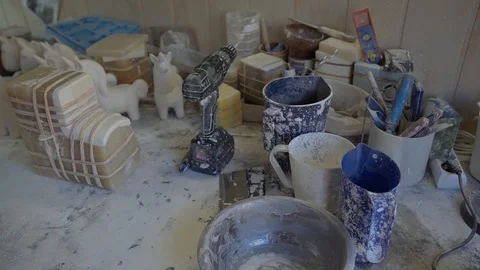 Work table with tools and materials in the workshop Stock Footage 102258562