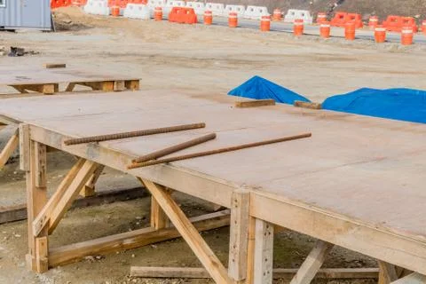 Work tables at construction site Stock Photos