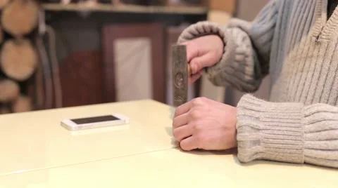 Work is taking a measurement Video stock 51859462