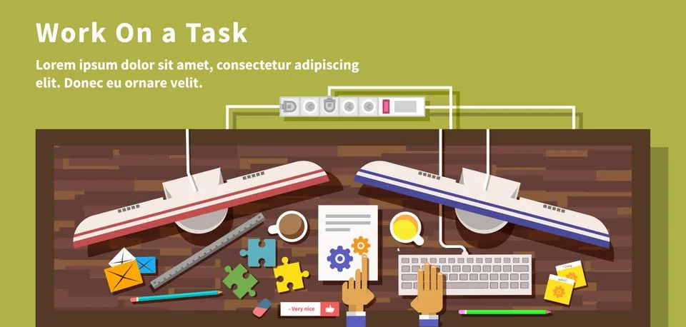 Work on Task Design Flat Style 스톡 일러스트