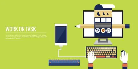 Work On Task Design Flat Style Stock Illustration