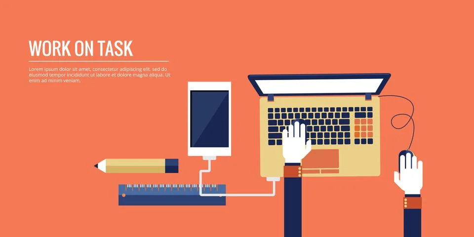 Work On Task Design Flat Style Stock Illustration