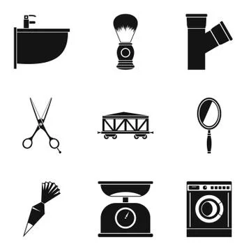 Work task icons set, simple style 스톡 일러스트
