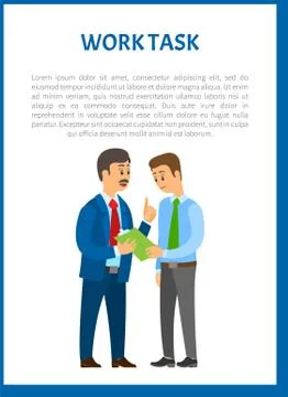 Work Task Vector. Company Leader Giving Directions 스톡 일러스트