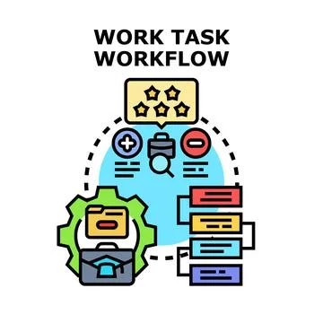 Work task workflow business process management diagram Stock Illustration