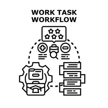 Work task workflow business process management diagram Ilustração Stock
