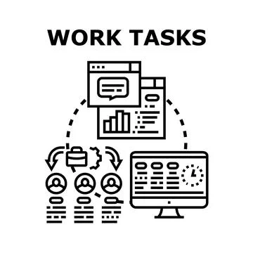 Work tasks managing business process planning service Stock Illustration